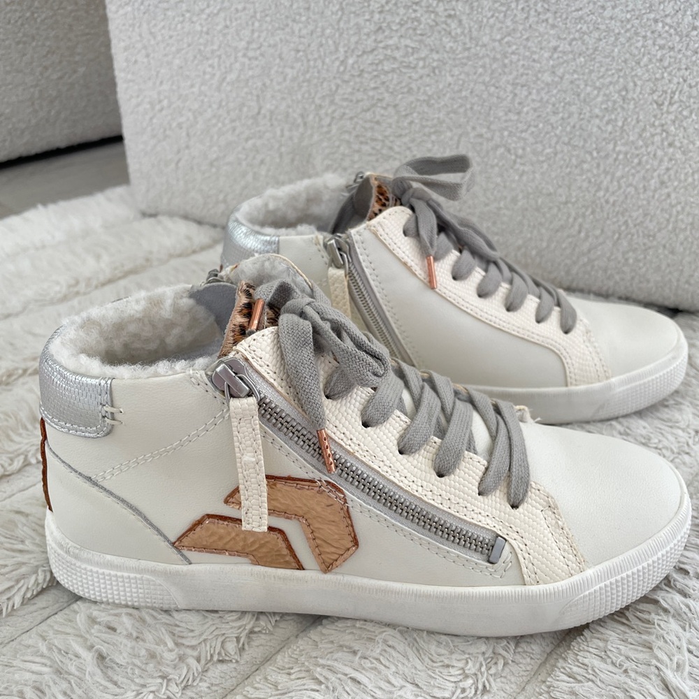 Dolce Vita White and Silver Sneakers